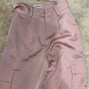 Superdown Blush Satin Cargo Trousers
